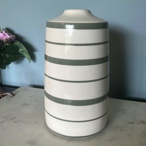 White & Light Sage Green Ceramic Vase